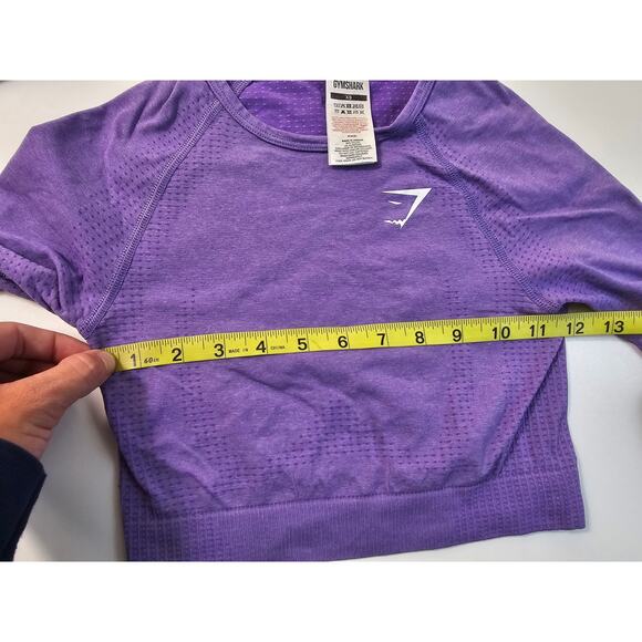 NWOT gymshark XS purple long sleeve stretch midi crop top cute gym thumbholes - Picture 6 of 6